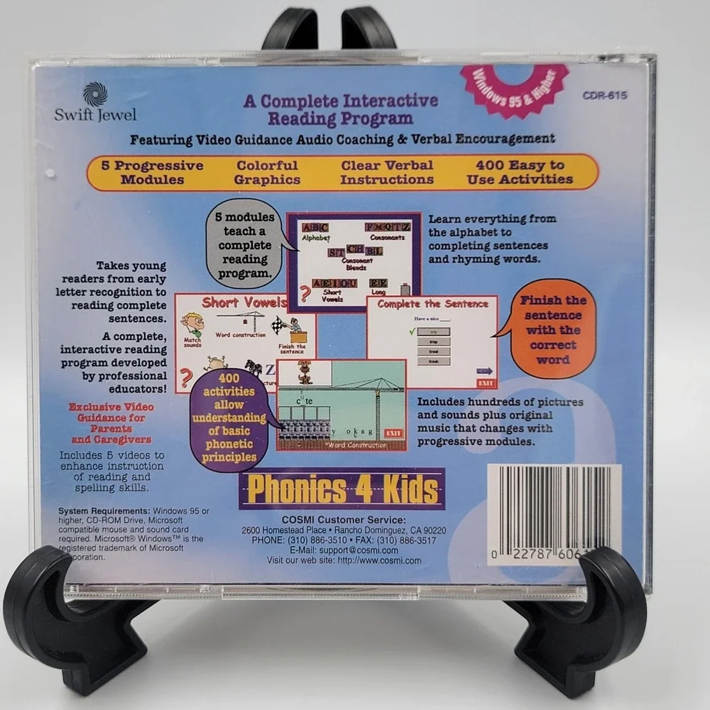 Phonics 4 For Kids Children Cosmic PC Software Windows 98/2000/XP CD-ROM